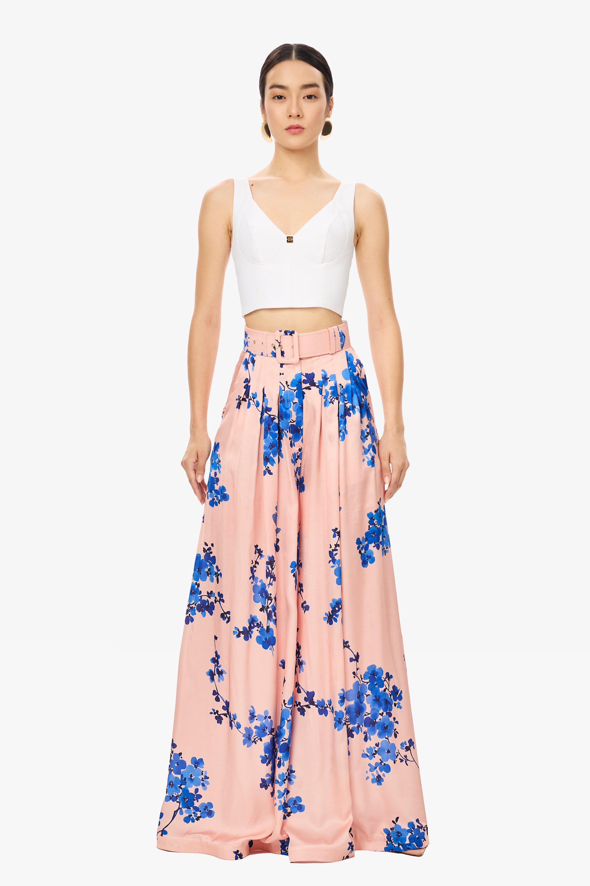 EYOS | Silky Satin EcoVero Palazzo Pants in Hana Blush