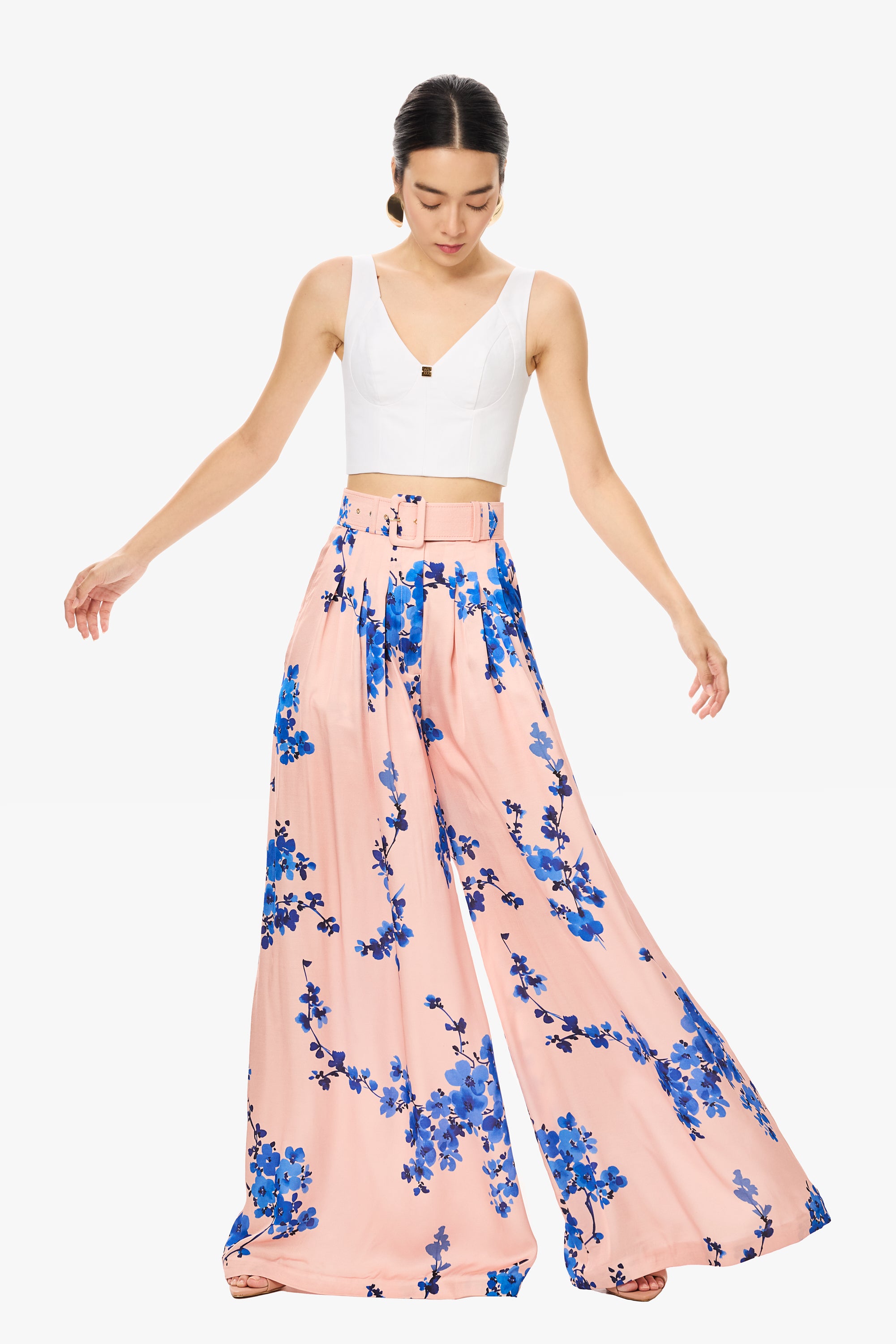 EYOS | Silky Satin EcoVero Palazzo Pants in Hana Blush