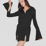 CASCADA | Organic Cotton Shirt Dress in Black